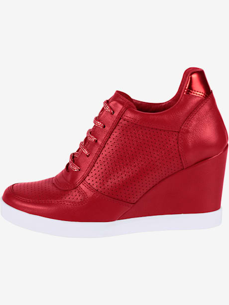 Sneakers compensées cuir nappa de vache