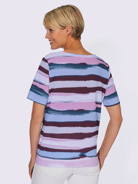 T-shirt à manches courtes motif rayé, coloris harmonieux