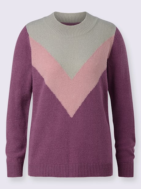 Pull encolure ronde motif tricoté affinant