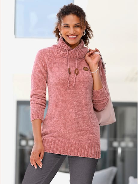 Pull long maille chenille douce