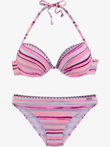 Bikini push-up design rayé coloré