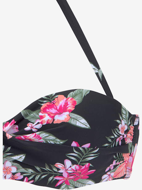 Haut de bikini bandeau à armatures motif floral – chaque pièce est unique