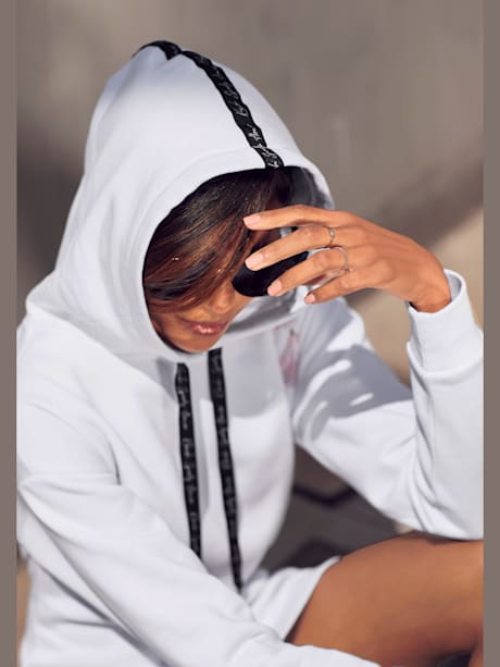 Robe en matière sweat robe sweat décontractée, capuche et coulisse