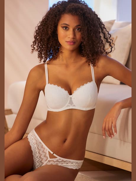 Soutien-gorge à coques féminin avec petit nœud décoratif et accessoire métallique tendance