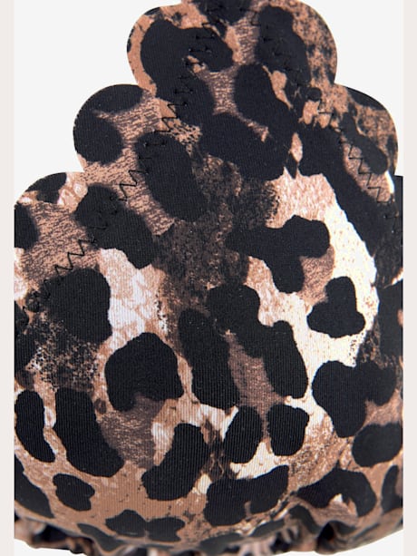 Haut de bikini triangle imprimé léopard tendance et bord ondulé
