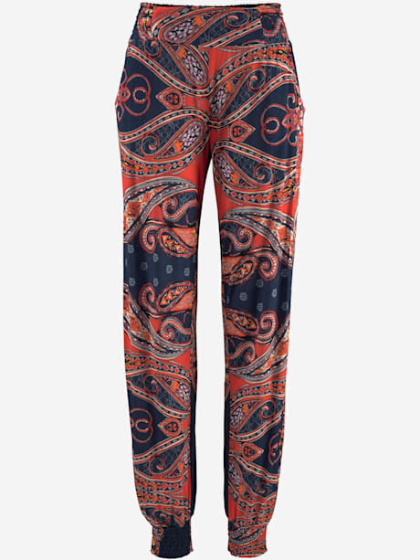 Pantalon de plage pantalon en tissu léger avec imprimé ethnique