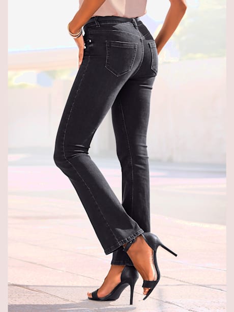 Jean bootcut jean évasé, poches plaquées