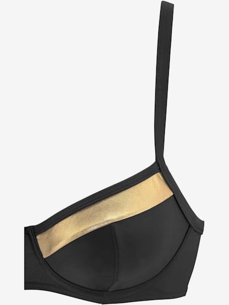 Haut de maillot de bain à armatures couleur unie avec empiècement couleur or