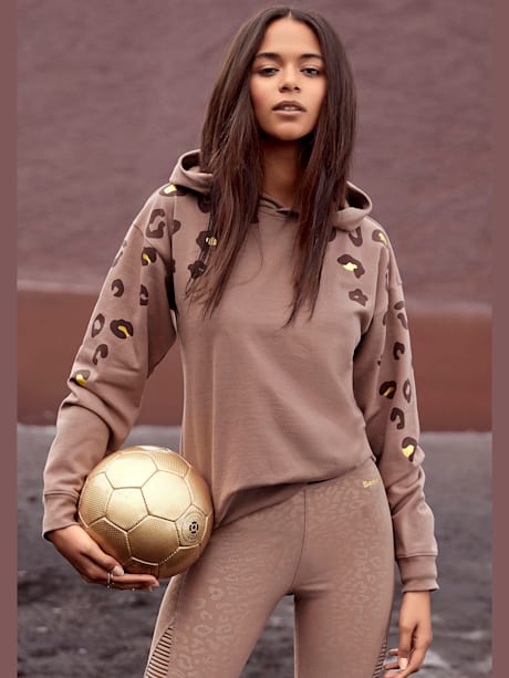 Sweatshirt à capuche imprimé léopard