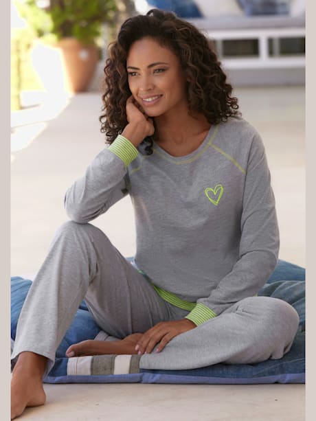 Pyjama avec bords-côtes en fils teintés couleur fluo