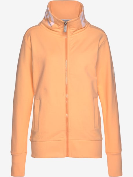 Veste sweat col haut, imprimé floqué au dos