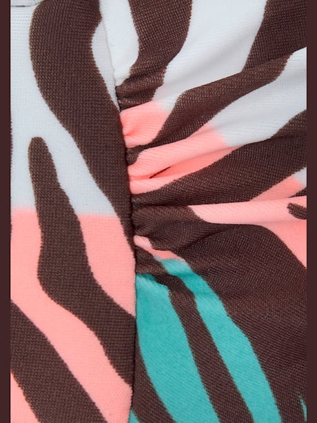Haut de bikini bandeau à armatures imprimé, effet de couleur différent pour chaque pièce