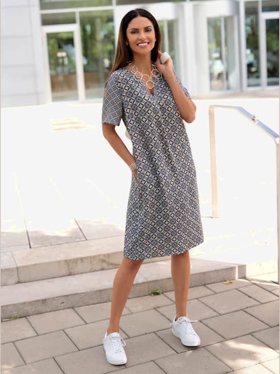 Tunique Fleurie Grise Soft Surroundings Taille PL - Neuf Sans étiquettes, Manches 3/4