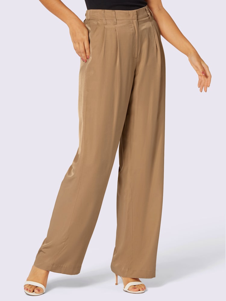 Pantalon fermeture crochet discrète, couleur marron, taille 44, marque Creation L - helline