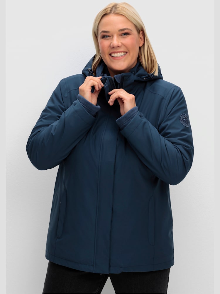 Veste d'extérieur, couleur : bleu foncé uni, taille 50, marque Sheego, 94% polyester;6% élasthanne - helline