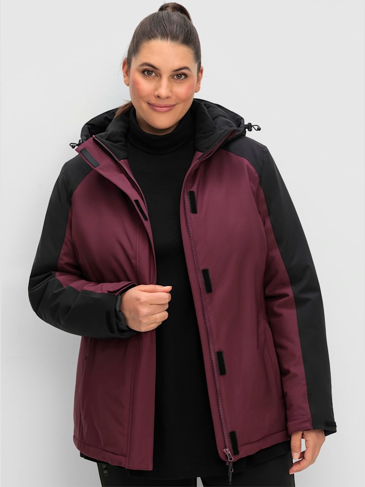 Veste technique respirant, couleur : rouge foncé à motifs, taille 48, marque Sheego, 94% polyester;6% élasthanne - helline