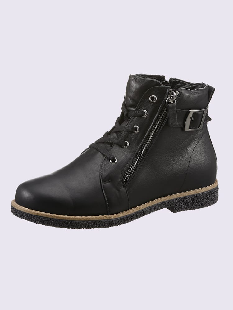 Bottines à lacets cuir nappa de vache, couleur noir, taille 37 - helline