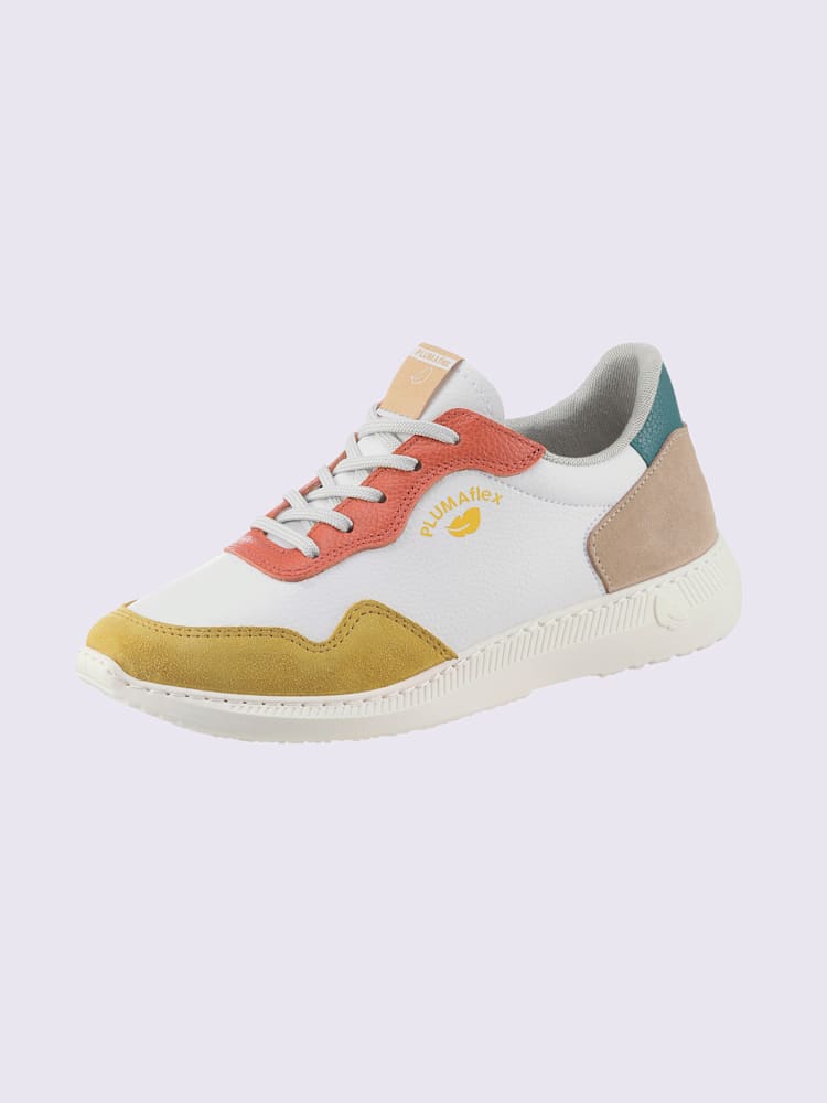 Baskets de fabrication espagnole, blanc à motifs, taille 41 - helline