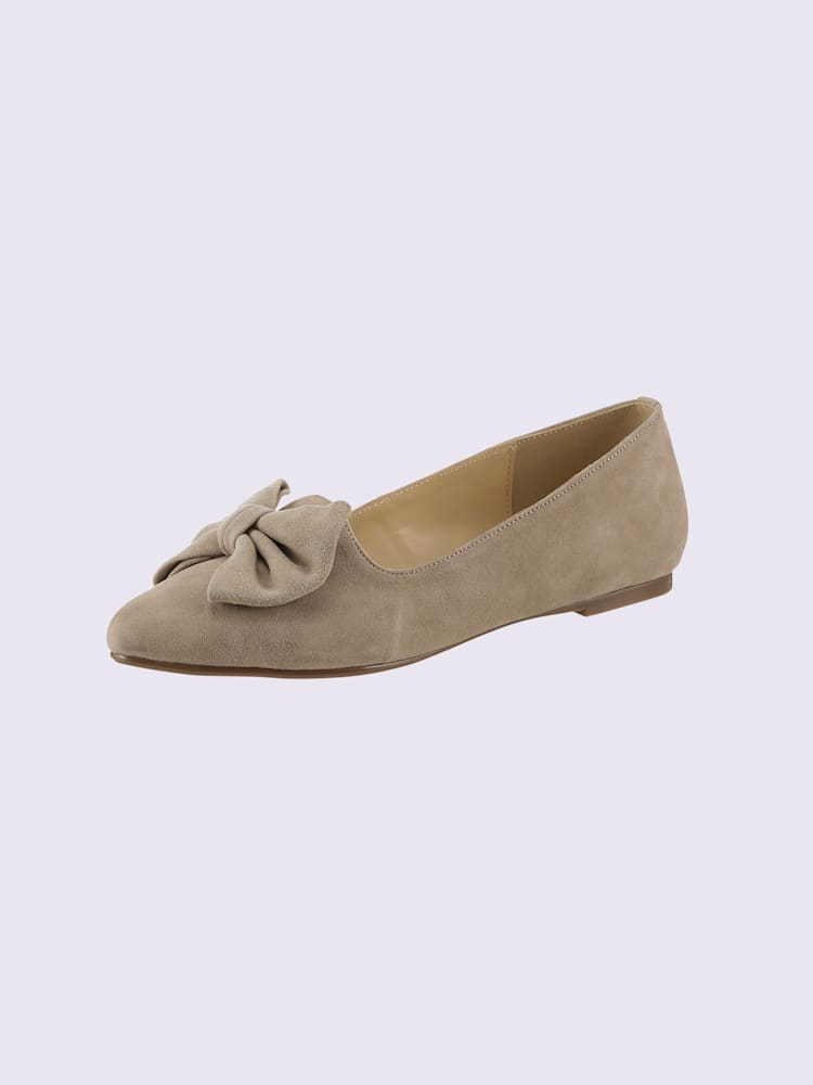 Ballerines cuir velours de chèvre, couleur marron, taille 38 - helline