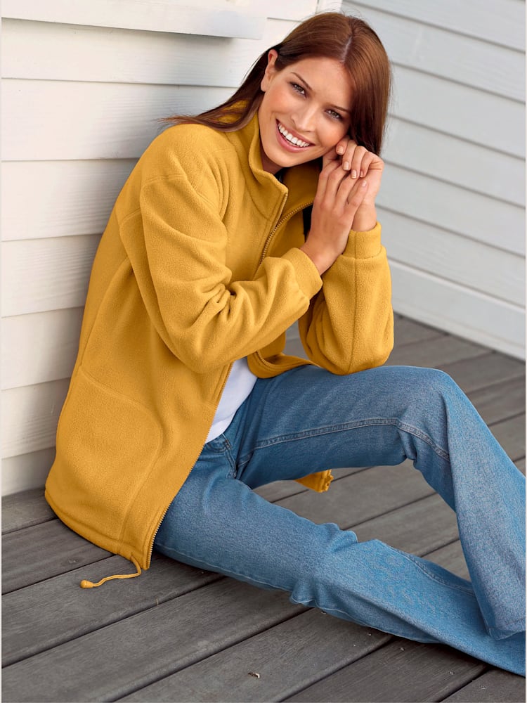 Veste polaire traitement contre les bouloches, couleur jaune, taille 19, marque Collection L - helline
