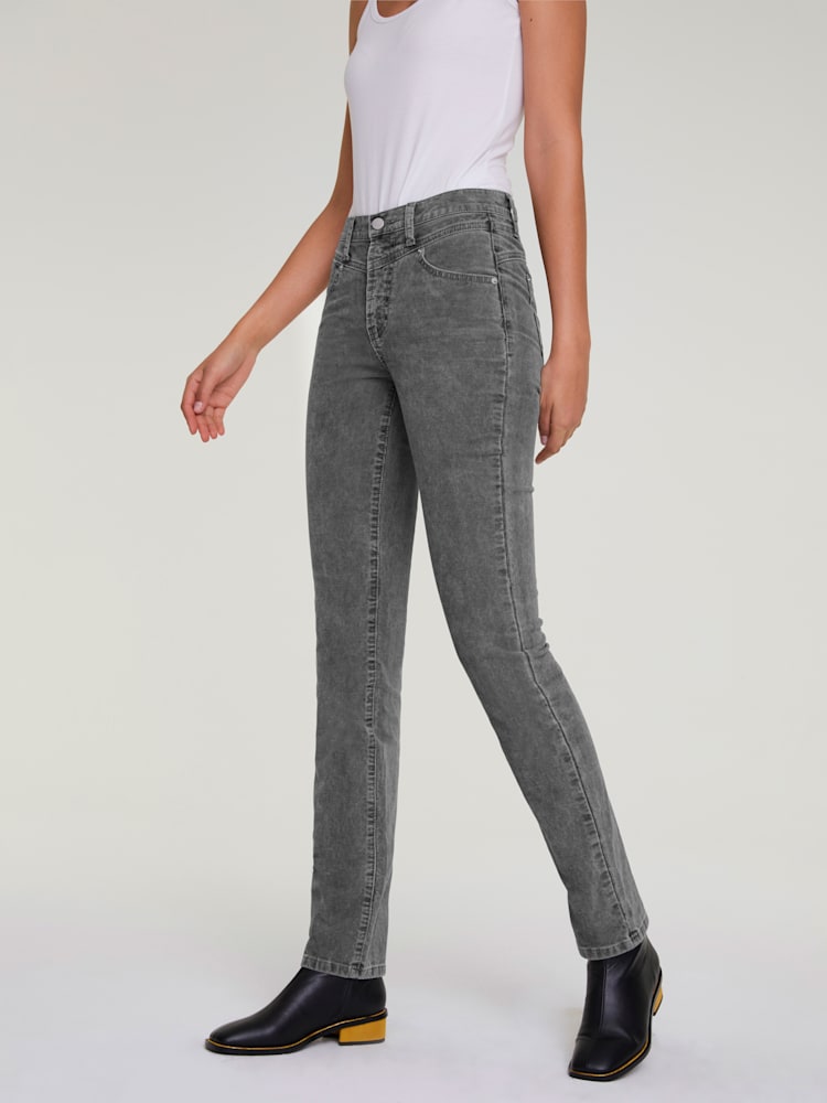 Pantalon velours coupe droite, couleur gris, taille 42, marque Linea Tesini - helline