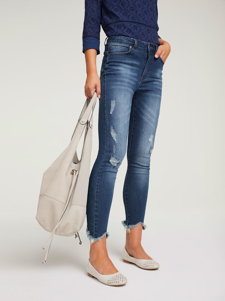 Jean skinny coupe skinny tendance, couleur bleu, taille 46, marque Linea Tesini - helline