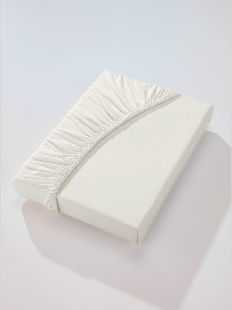 Drap-housse élasthanne : tenue infroissable, Hauteur de matelas de 25 - 35 cm, couleur : couleur ivoire clair uni, taille 1 pièce 90x190 - 100x220 cm,