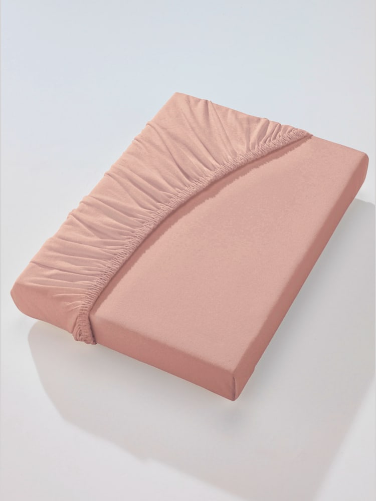 Drap-housse jersey fin maco à repassage superflu, couleur rose, taille 1 pièce 180x200 - 200x200 cm, marque Estella - helline