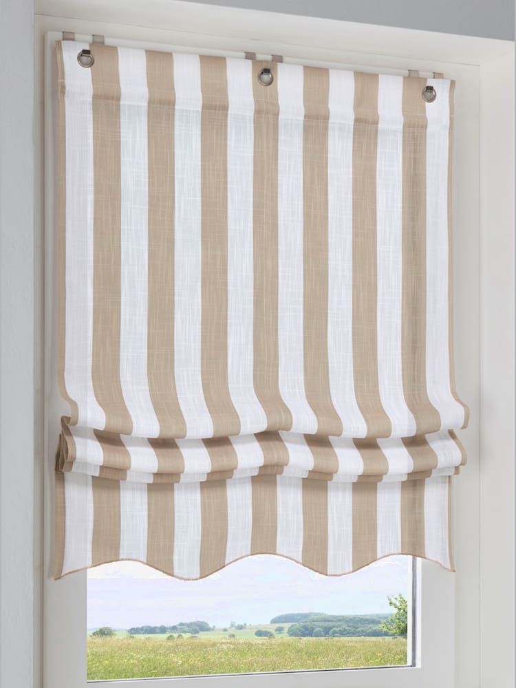 Store-bateau, couleur : marron clair à motifs, taille 140x80 cm, marque helline home, 100% polyester - helline