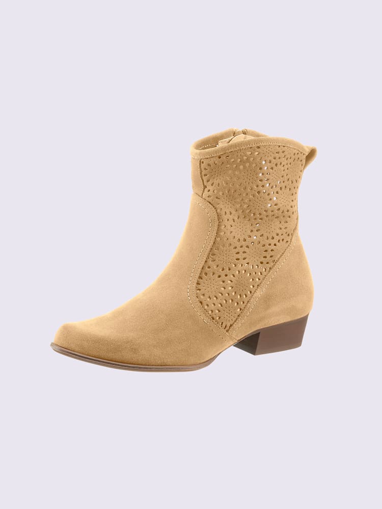 Bottines de fabrication espagnole, couleur : marron clair uni, taille 37, 100% cuir de vache - helline