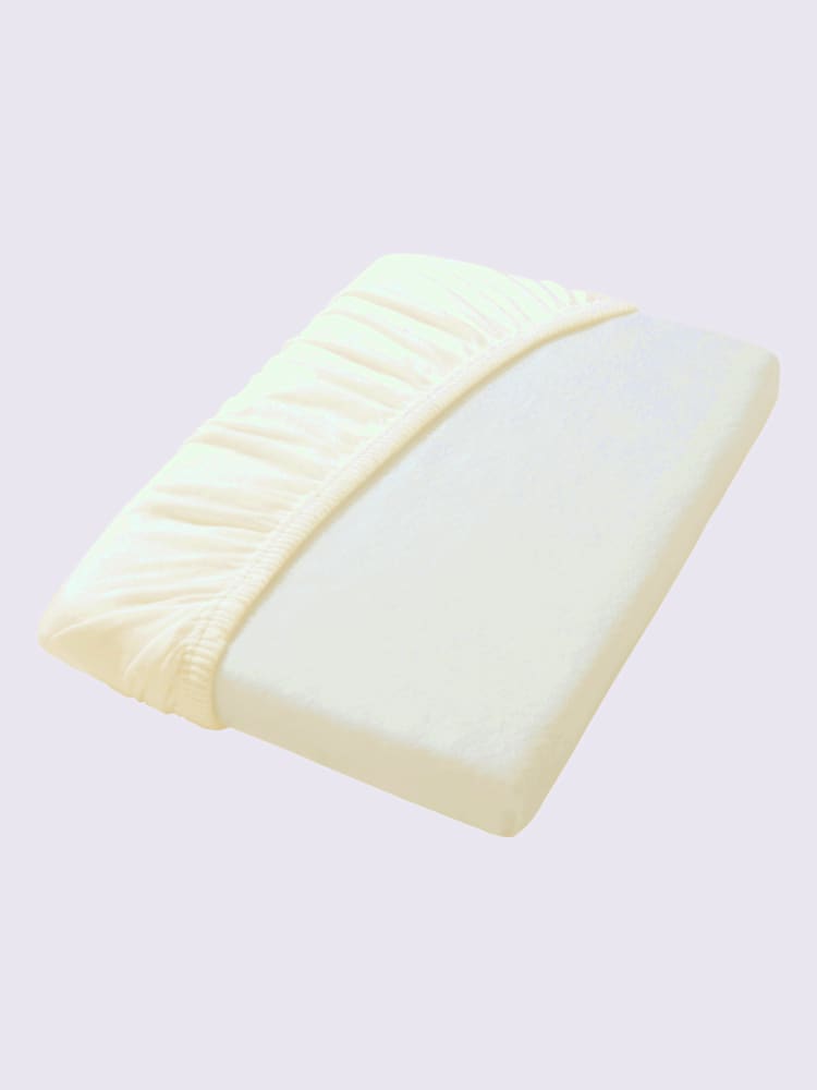 Drap-housse jersey moelleux au repassage superflu, jersey moelleux, couleur ivoire clair uni, taille 90x190 - 100x200 cm, Irisette - helline