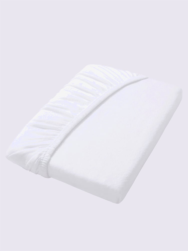 Drap-housse jersey moelleux au repassage superflu, couleur blanc, taille 140x200 - 160x200 cm, marque Irisette - helline