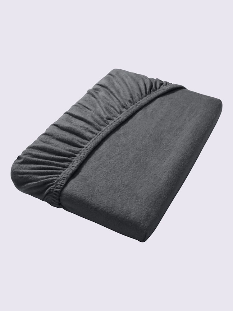 Drap-housse jersey moelleux au repassage superflu, couleur gris, taille 90x190 - 100x200 cm, marque Irisette - helline