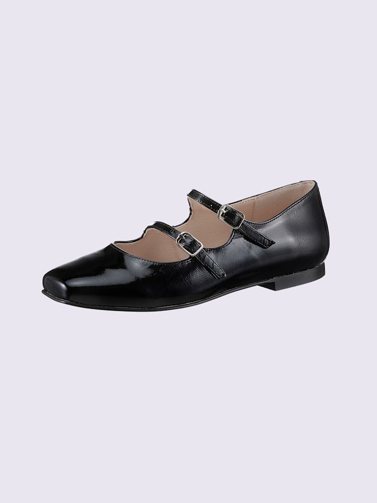 Ballerines de fabrication espagnole, couleur : noir uni, taille 39, 100% cuir de vache - helline