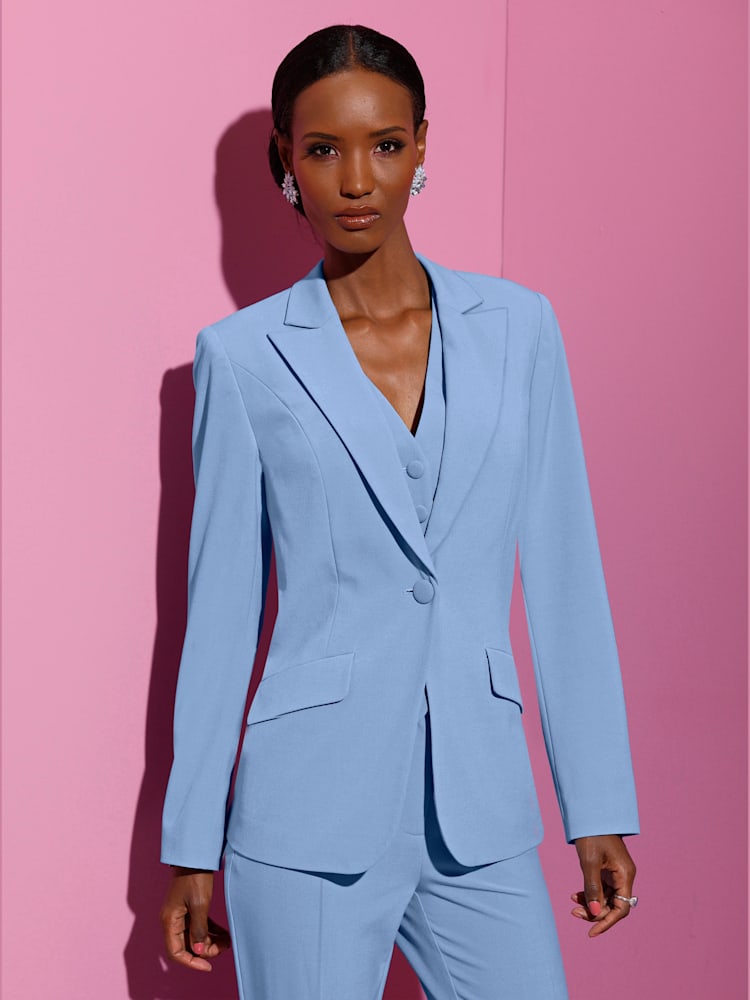 Blazer polyester recyclé, couleur bleu, taille 46, marque Creation L - helline