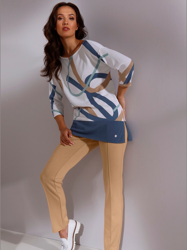 Pantalon extensible 50% modal, couleur marron, taille 48, marque CREATION L PREMIUM - helline