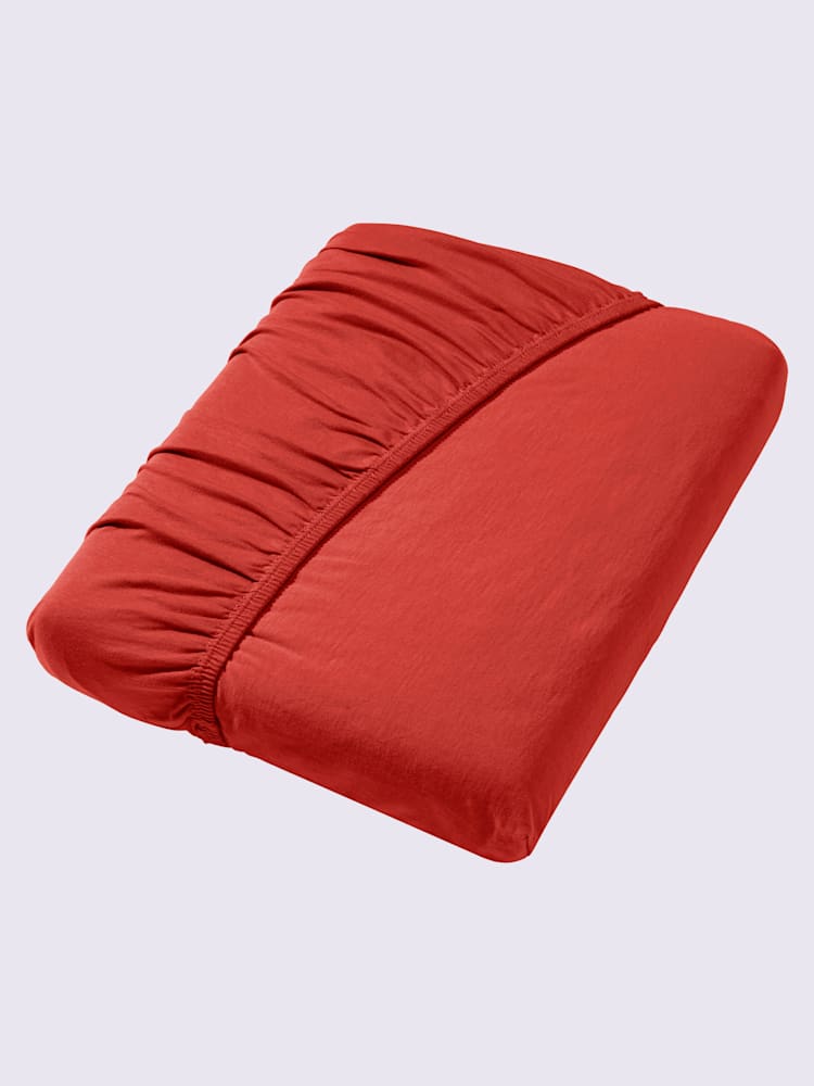 Drap-housse élasthanne : tenue infroissable, Hauteur de matelas jusqu'à 10 cm, couleur : orange foncé uni, taille 1 pièce 120x200 - 130x220 cm, marque