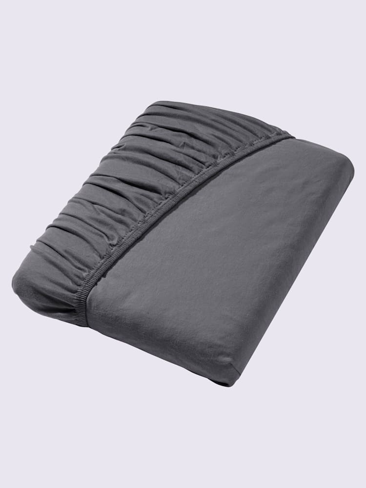 Drap-housse jersey maco à repassage superflu, couleur gris, taille 1 pièce 180x200 - 200x200 cm, marque wäschepur - helline
