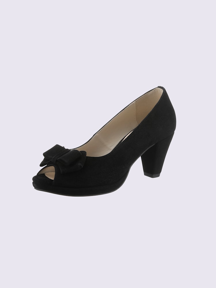 Bout ouvert cuir velours de chèvre, couleur noir, taille 36 - helline