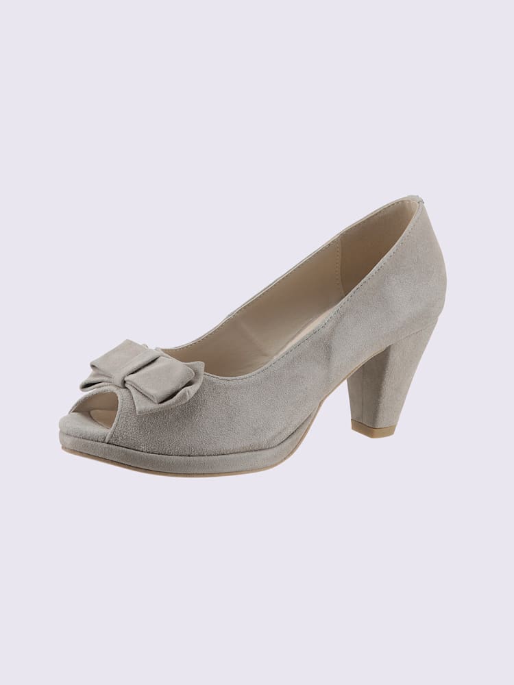 Chaussure à bout ouvert cuir velours de chèvre, marron clair uni, taille 42 - helline