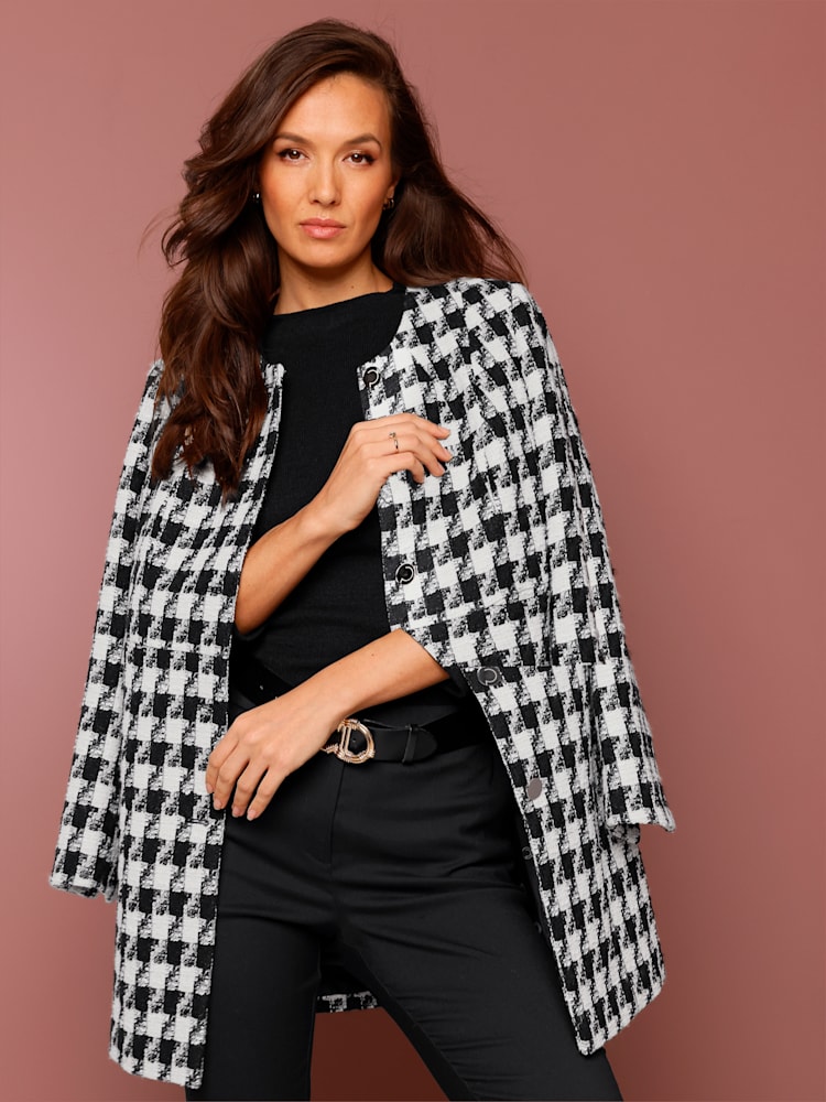 Blazer jacquard joli motif jacquard, couleur noir, taille 38, marque CREATION L PREMIUM - helline