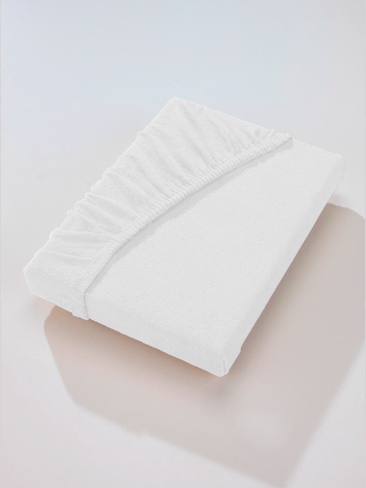 Drap-housse ni repassage ni défauts, couleur blanc, taille 1 pièce 140x200 - 160x200 cm, marque wäschepur - helline