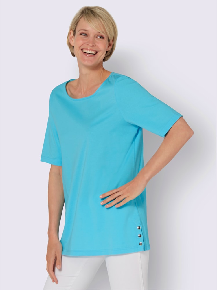 T-shirt à manches courtes encolure en u, couleur bleu, taille 54 - Witt