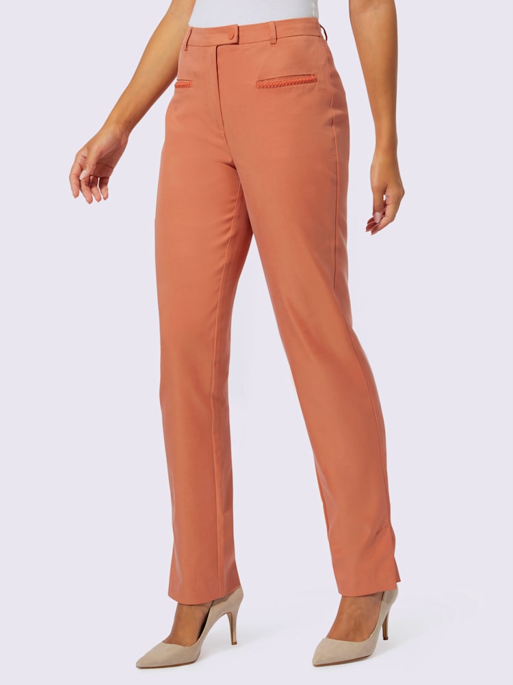 Pantalon tissé 63% lyocell (tencel), couleur orange, taille 40, marque Creation L - helline