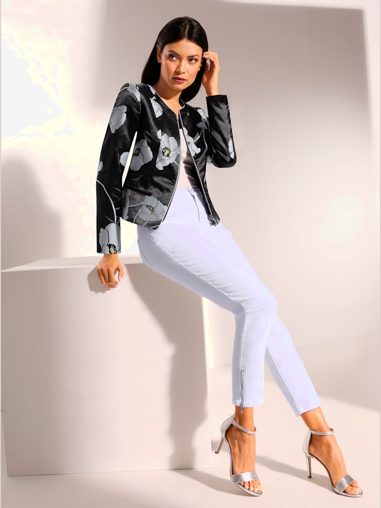 Blazer jacquard mélange luxueux, couleur noir, taille 42, marque CREATION L PREMIUM - helline
