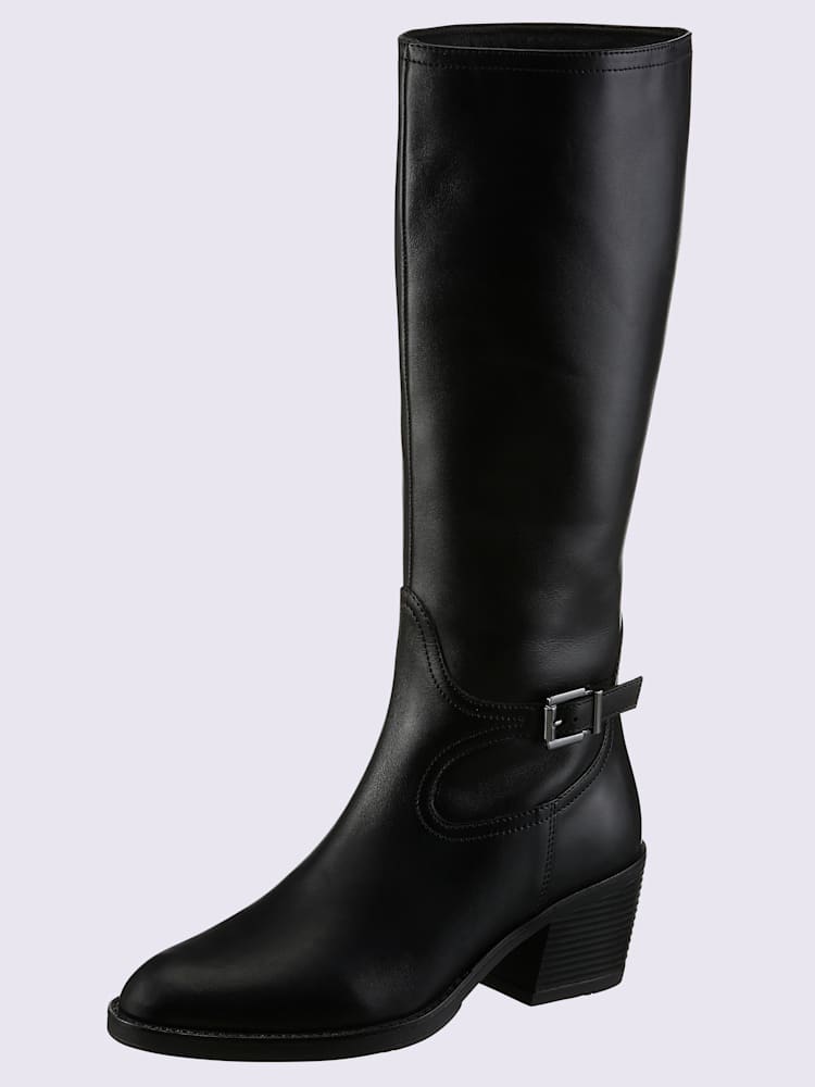 Bottes cuir nappa de vache, noir uni, taille 38 - helline
