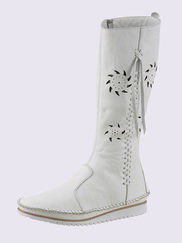 Bottes cuir nappa de vache, blanc uni, taille 38 - helline