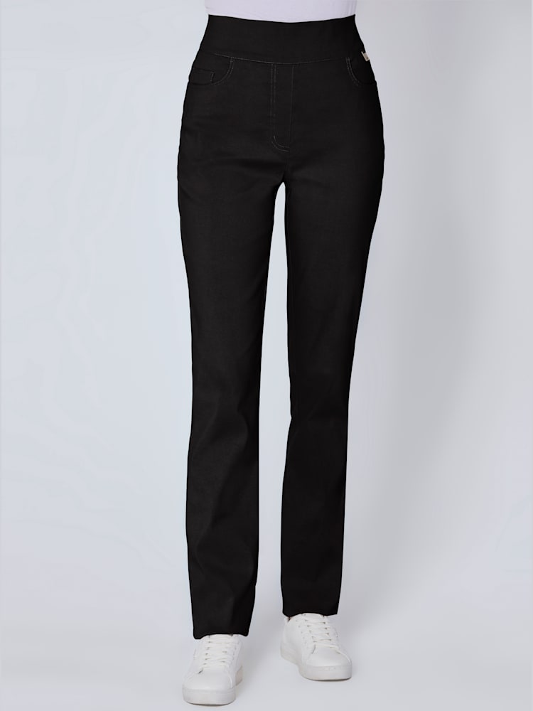 Pantalon large ceinture élastique, couleur noir, taille 44, marque Stehmann Comfort line - helline