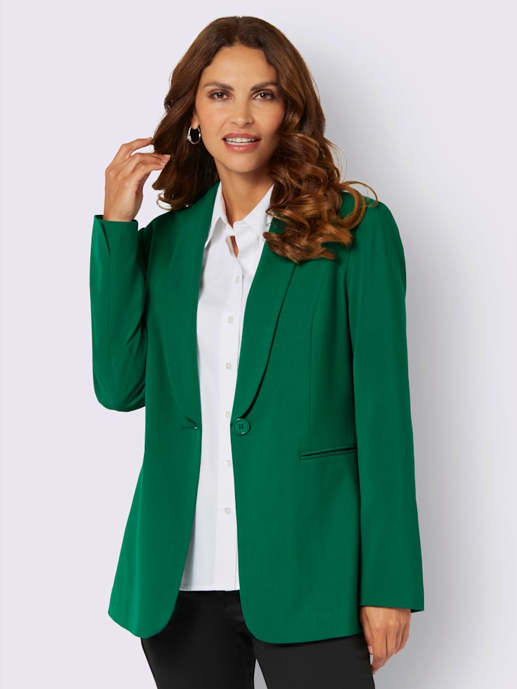 Blazer mélange de matières facile d'entretien, couleur vert, taille 50, marque Fair Lady - helline