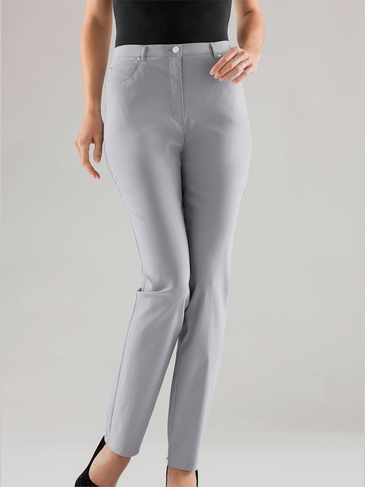 Pantalon féminin à coupe 5 poches classique, couleur gris, taille 38, marque Stehmann Comfort line - helline